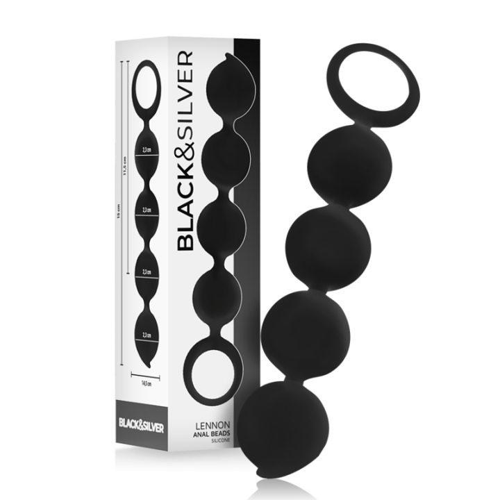 Black&Silver - Rosario Anale Lennon 4 Sfere in Silicone 15 cm