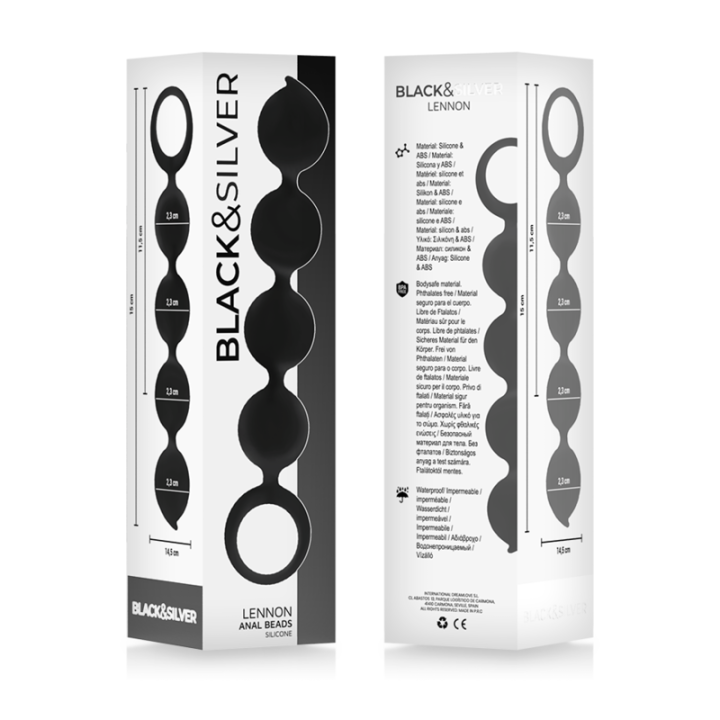 Black&Silver - Lennon Anal Rosary 4 Silicone Spheres 15 cm