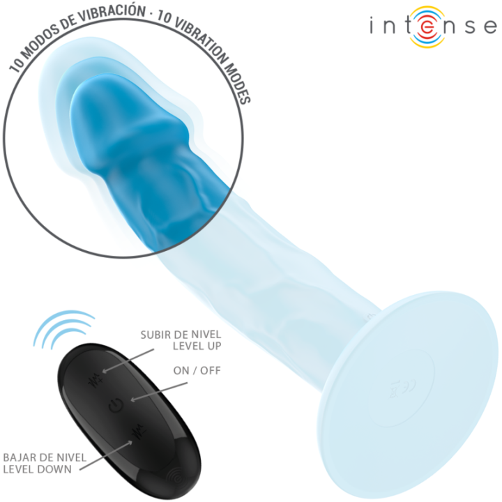 Intense - Phoebe Realistischer Vibrator 10 Vibrationen Blaue Fernbedienung