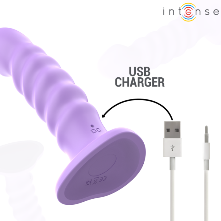 Intense - Brenda Vibrator Size m Spiral Design 10 Vibrations Purple Remote Control