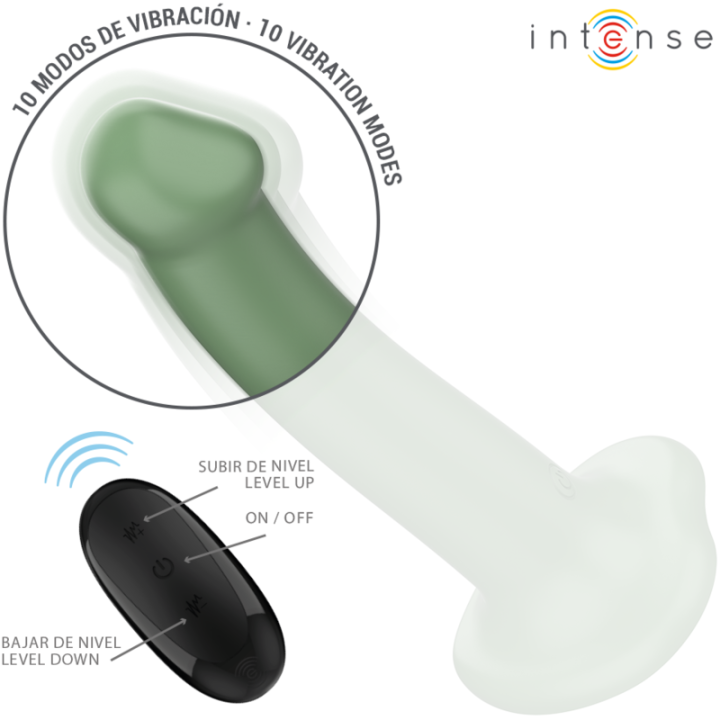 Intense - Becca Vibrateur Avec Ventouse 10 Vibrations Télécommande Verte