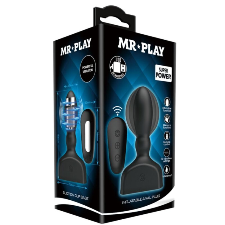 Mr Play - Télécommande de Plug Anal Gonflable Noir