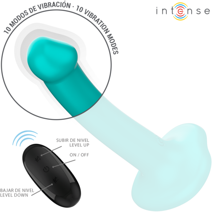 Intense - Katie Vibratore Con Ventosa 10 Vibrazioni Telecomando Blu