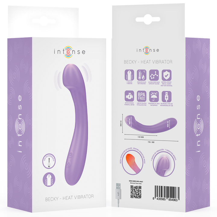 Intense - Becky Vibrator 19 cm Heatable 7 Vibrations Purple