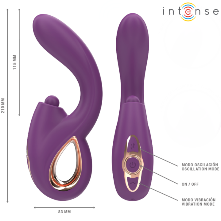 Intense - Lali Multifuncional Vibrador de Ponto g Com Batida, Impulsão e Vibração Roxo