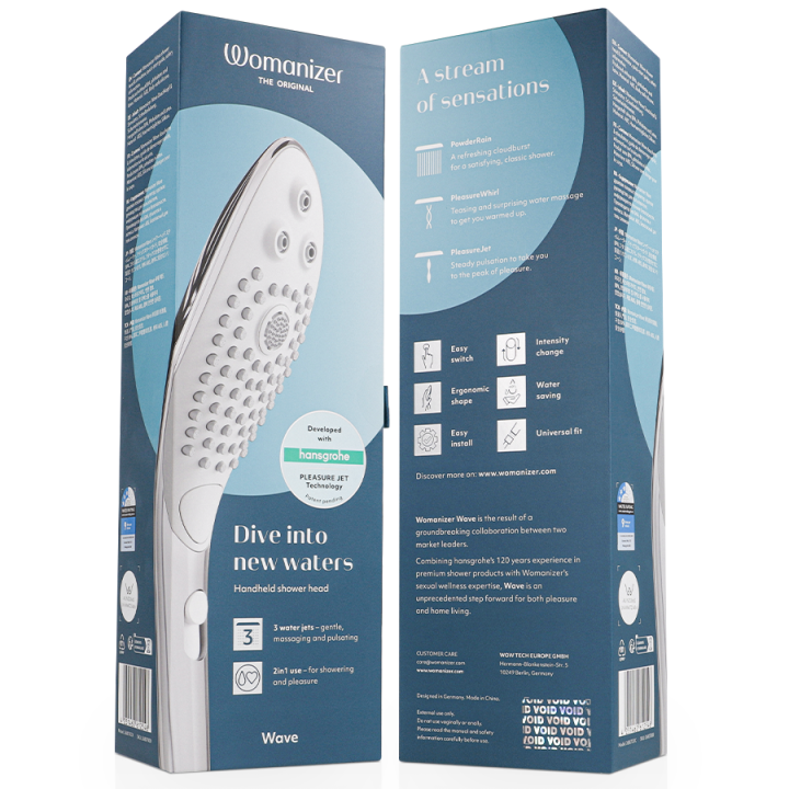 Womanizer - Pommeau de Douche Stimulant Clitorial Wave Chrome
