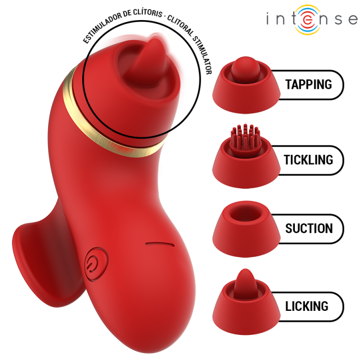 Intense - Patty Stimulator With 4 Heads, Suction, Tapping, Tickling And Licking