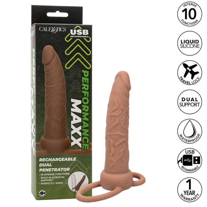 Calexotics - Performance Maxx Ricaricabile Doppio Penetratore Marrone Pelle