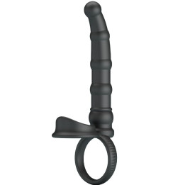 Pretty Love - Tatum Vibrating Penis Ring With Plug 10 Vibrations Black