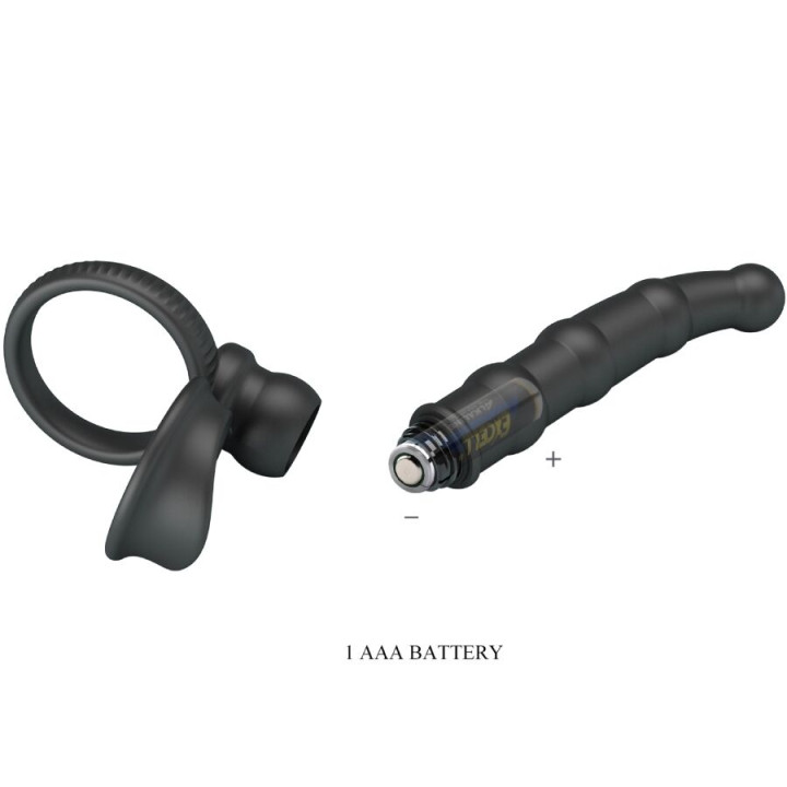 Pretty Love - Tatum Vibrating Penis Ring With Plug 10 Vibrations Black