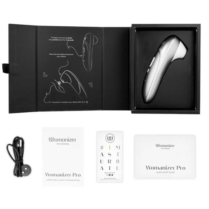 Womanizer - Stimolatore Clitorideo Pro Vibrante, Colore Argento e Grigio