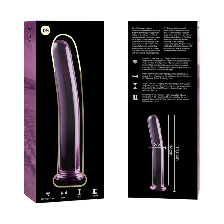 Nebula Series by Ibiza - Modelo 8 Dildo Cristal Rosa 14.5 cm -o- 2 cm