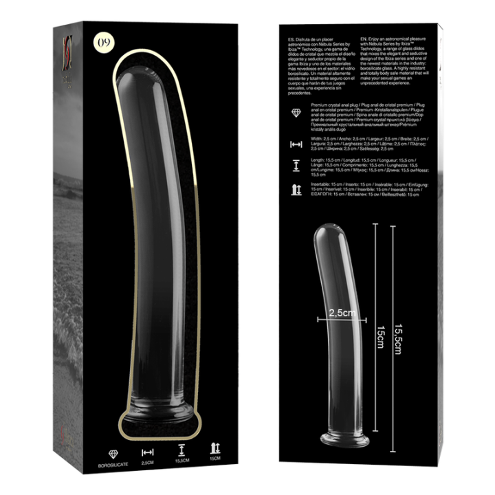 Nebula Series by Ibiza - Modèle 9 Gode en Verre Borosilicate Clair 15.5 cm -o- 2.5 cm