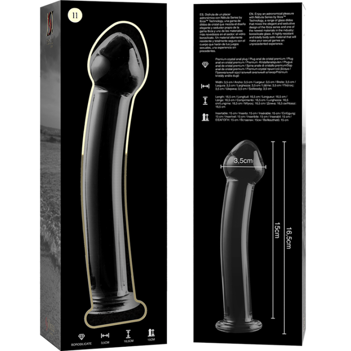 Nebula Series by Ibiza - Modelo 11 Dildo Cristal Transparente 16 cm -o- 3 cm
