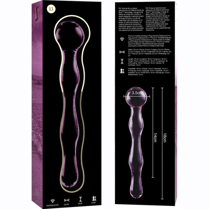Nebula Series by Ibiza - Modelo 13 Dildo Cristal Rosa 18 cm -o- 3.5 cm