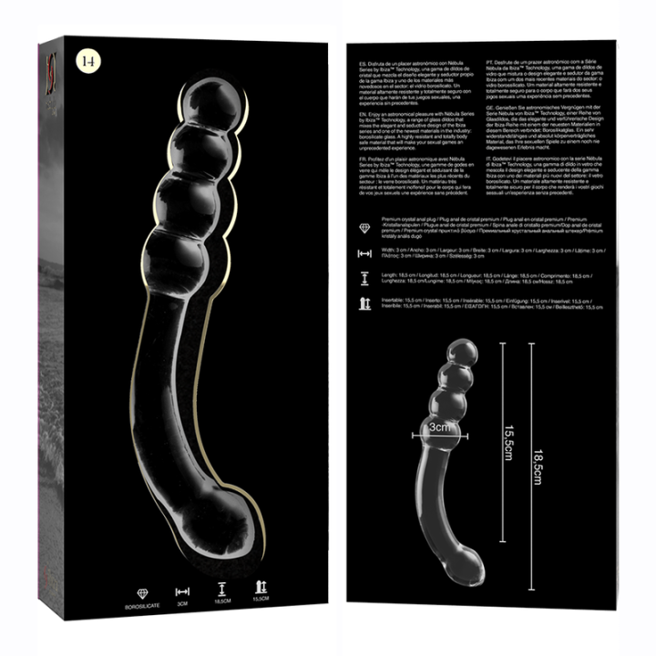 Nebula Series by Ibiza - Modèle 14 Gode en Verre Borosilicate Clair 18.5 cm -o- 3 cm