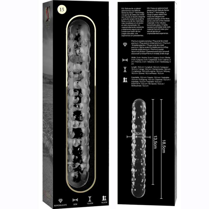 Nebula Series by Ibiza - Modèle 15 Gode en Verre Borosilicate Clair 18.5 cm -o- 3 cm