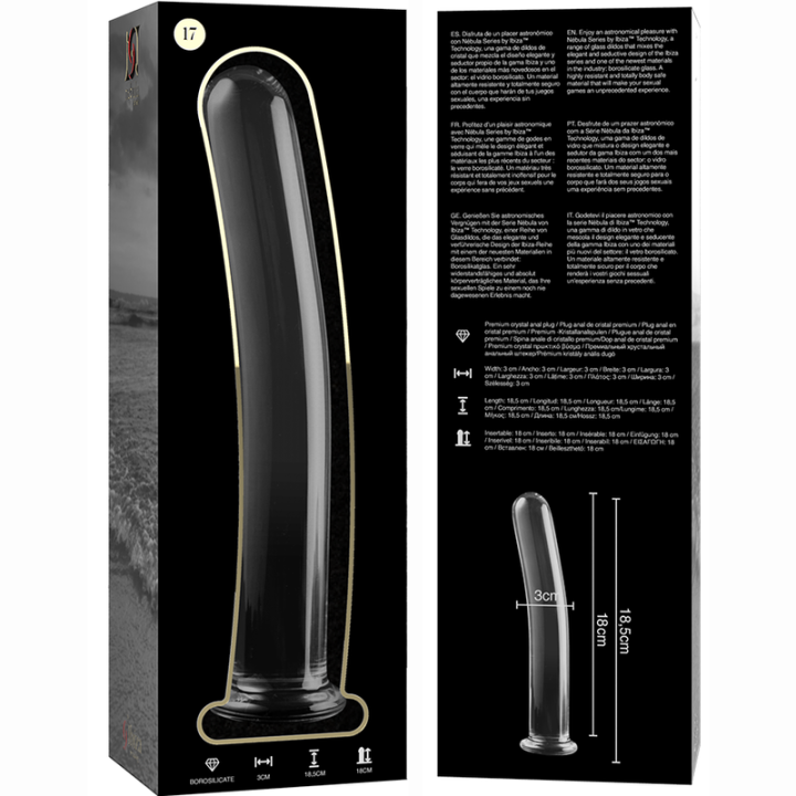 Nebula Series by Ibiza - Modèle 17 Gode en Verre Borosilicate Clair 18.5 cm -o- 3 cm