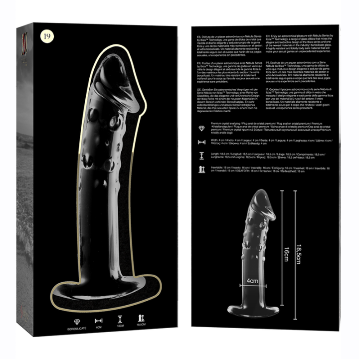 Nebula Series by Ibiza - Modèle 19 Gode en Verre Borosilicate Clair 18.5 cm -o- 4 cm