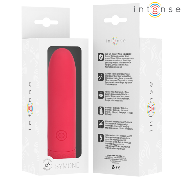 Intense - Symone Usb Wibracyjna Kula 8 Wibracji Czerwona 10 x 2,2 cm
