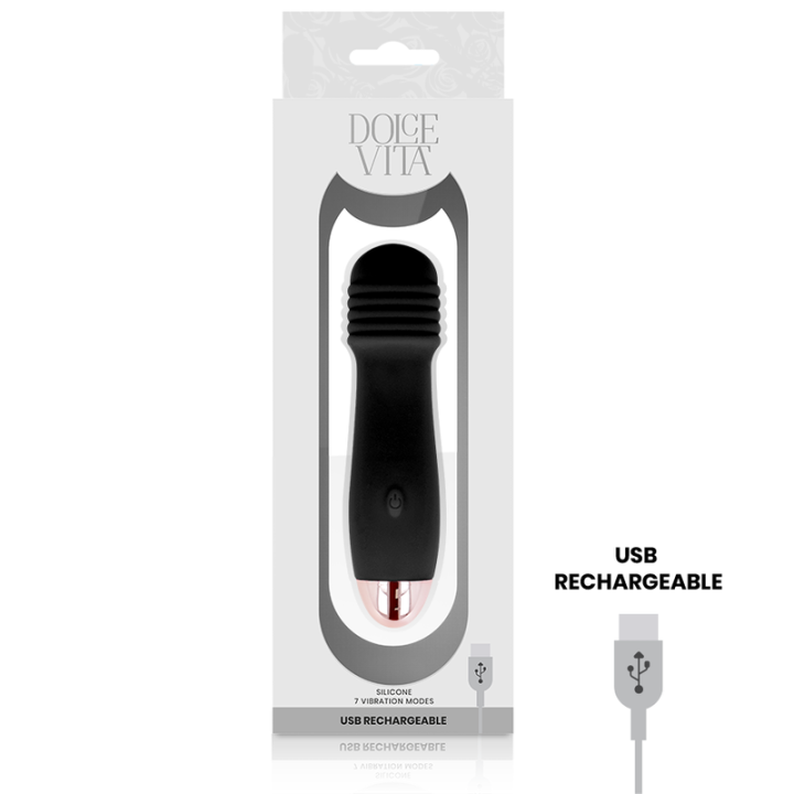Dolce Vita - Vibrador Recargable Tres Negro 7 Velocidades
