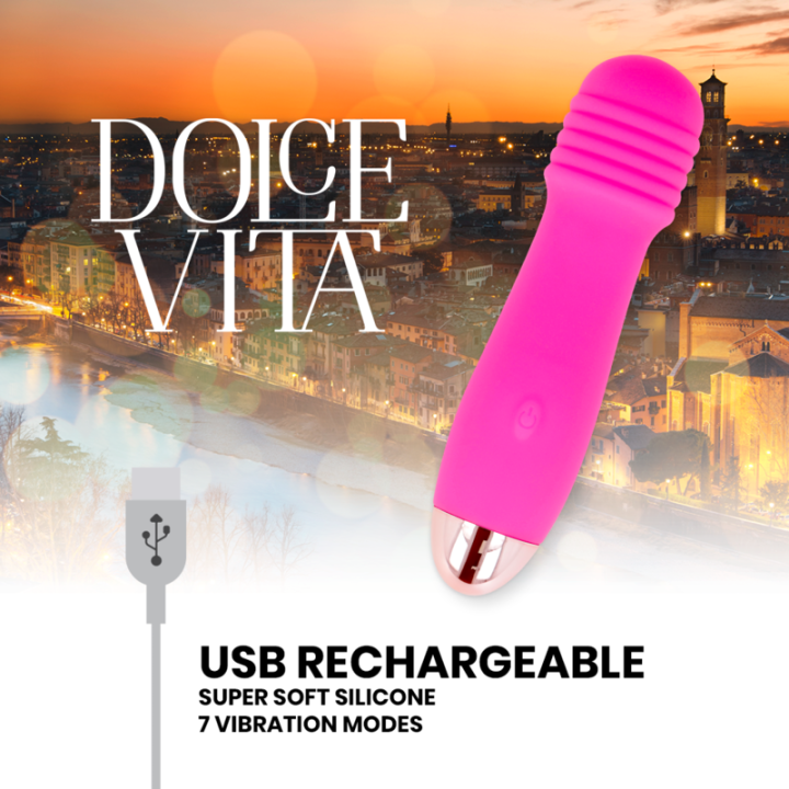 Dolce Vita - Vibrador Recarregável de Três Velocidades Pink 7