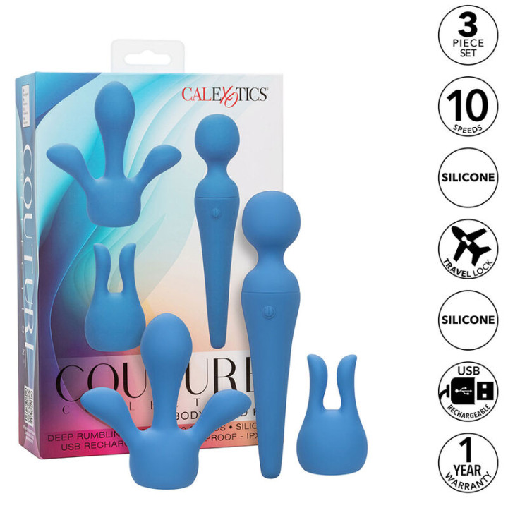 Calexotics - Couture Kit Vibrateur Wand 10 Vibrations Bleu
