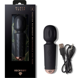 Rocks-Off - Mini Rechargeable Wand 16 Functions Black Tulip