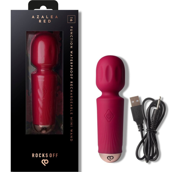 Rocks-Off - Mini Wand Recargable 16 Funciones Burdeos