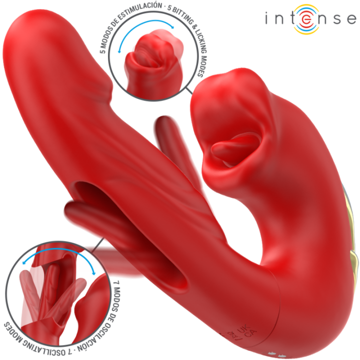 Intense - Nathy Vibrador Duplo Com Boca Estimulante Multifunções Vermelho