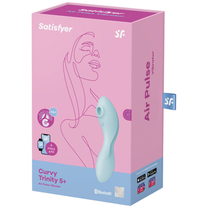 Satisfyer - Application Stimulateur et Vibrateur Curvy Trinity 5 Bleu
