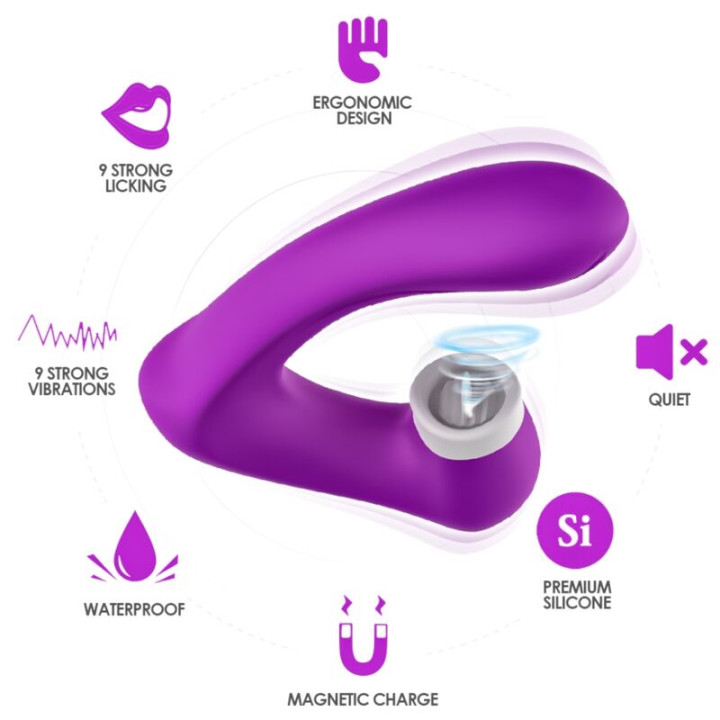 Armony - Secretkiss Licking Clitóris Vibratório e Vibrador Curvo Roxo