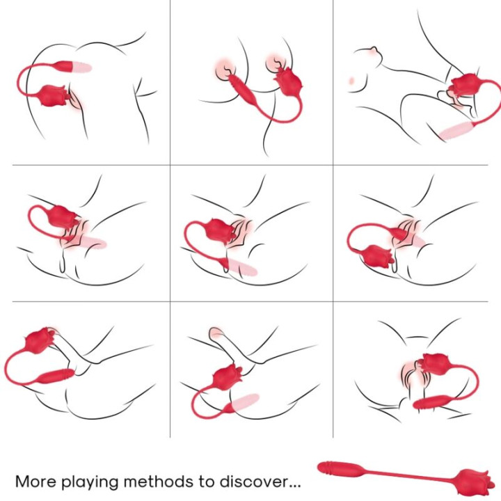 Armony - 3 em 1 Rosa, Estimulador, Sucção e Subida e Descida Com Cauda Vermelha