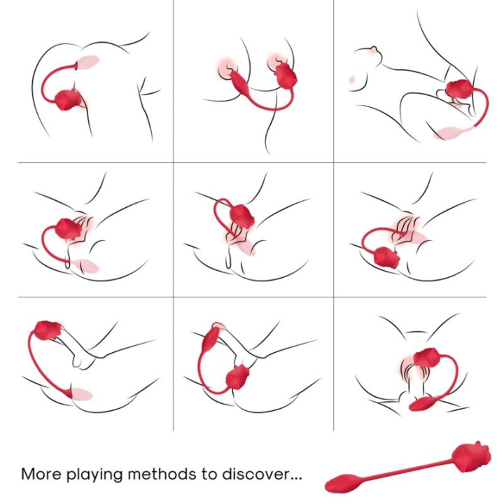 Armony - Pink 2 in 1 Suction Stimulator & Vibrator 10 Modes With Red Tail