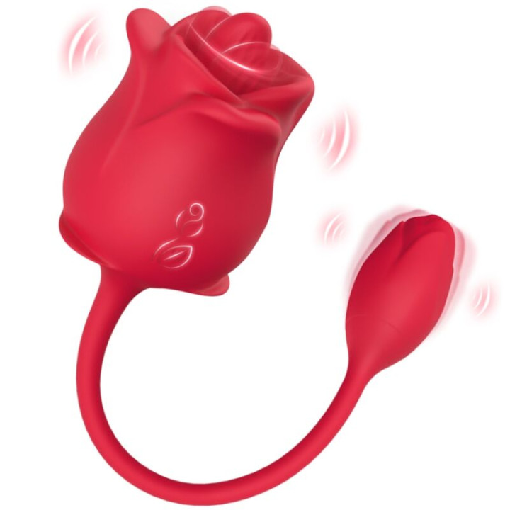Armony - Pink 2 in 1 Suction Stimulator & Vibrator 10 Modes With Red Tail