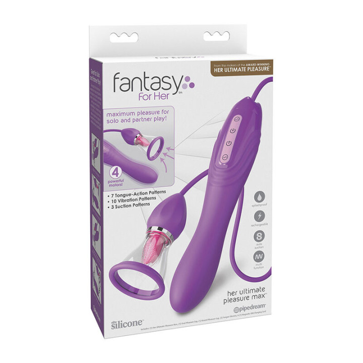 Fantasy For Her - Tuyau d'Aspiration Maximum Ultime Plaisir Avec Langue Stimulante Violet