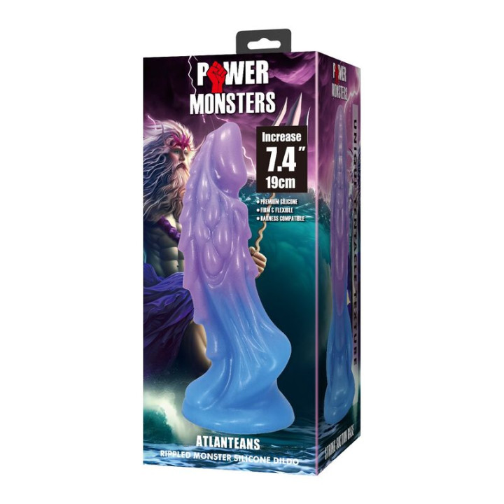 Power Monsters - Dildo Realistico Atlanteano Con Ventosa 19 cm ø 5 cm Blu e Viola