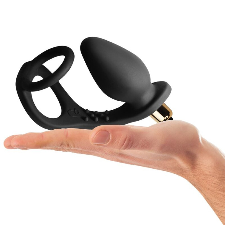 Rocks-Off - ro-Zen Estimulador Prostático Vibrador Con Doble Anillo 7 Velocidades Negro