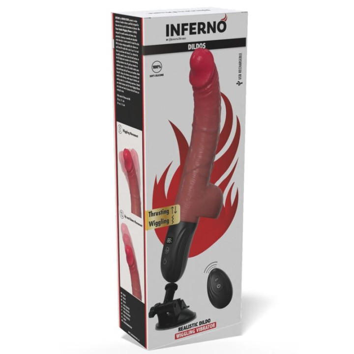 Hidden Desire - Inferno Vibrador Realista Con Empuje y Oscilación 28 cm Control Remoto Color Piel