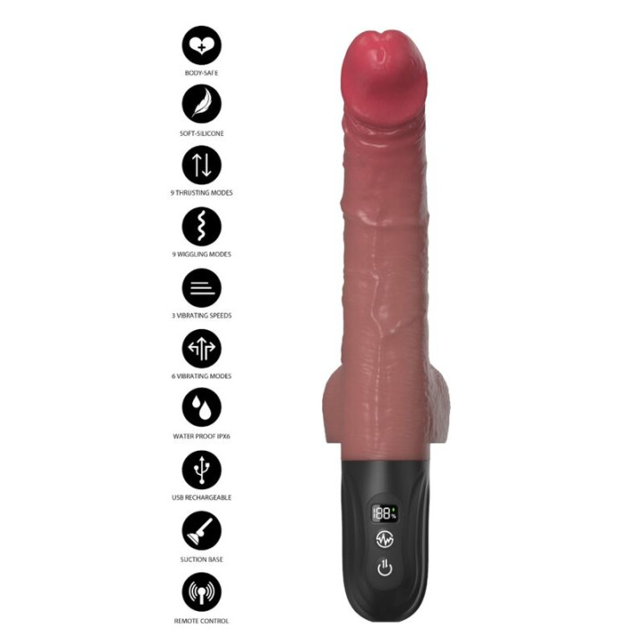 Hidden Desire - Inferno Vibrador Realista Con Empuje y Oscilación 28 cm Control Remoto Color Piel