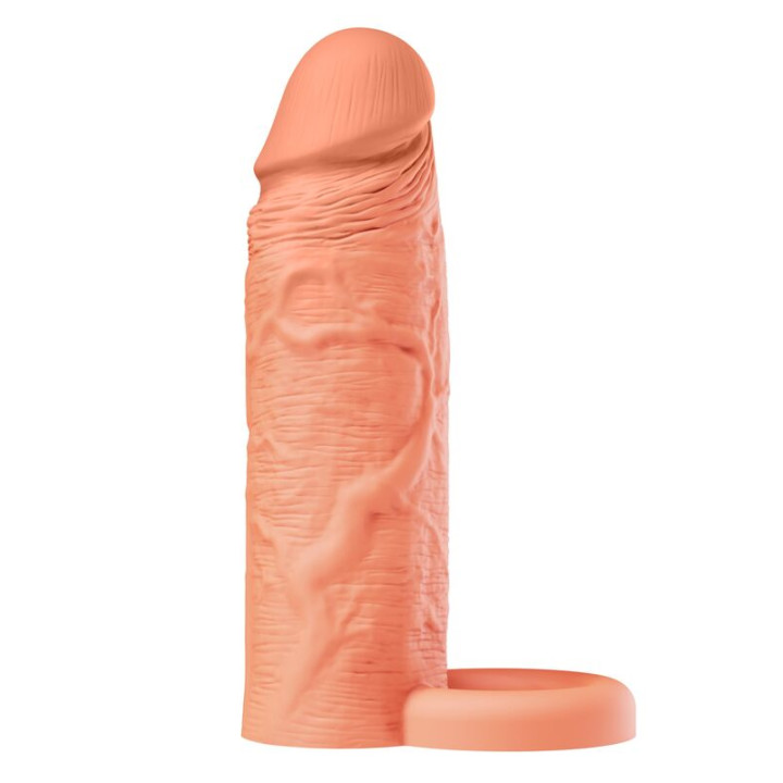 Hidden Desire - Inferno Funda Extensora de Silicona Líquida Con Anillo 15 cm - ø 4,5 cm Color Piel