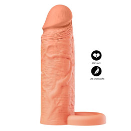 Hidden Desire - Inferno Funda Extensora de Silicona Líquida Con Anillo 15 cm - ø 4,5 cm Color Piel