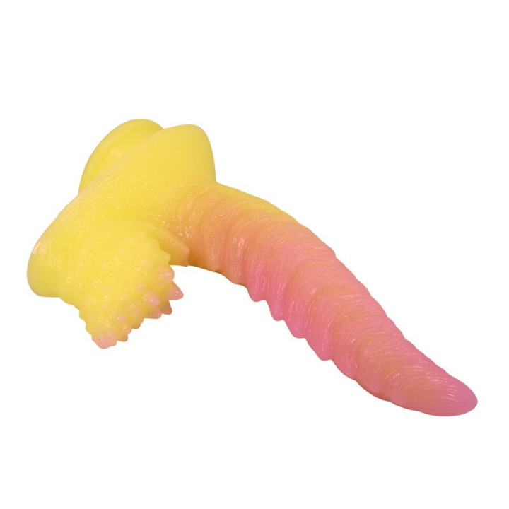 Power Monsters - Dildo Fantasy Mostro Ondulato Con Ventosa 22,5 cm ø 5,5 cm Rosa e Giallo