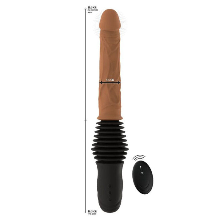 Hidden Desire - Inferno Vibrador Realista Con Doble Empuje y Control Remoto 40,5 cm Color Piel