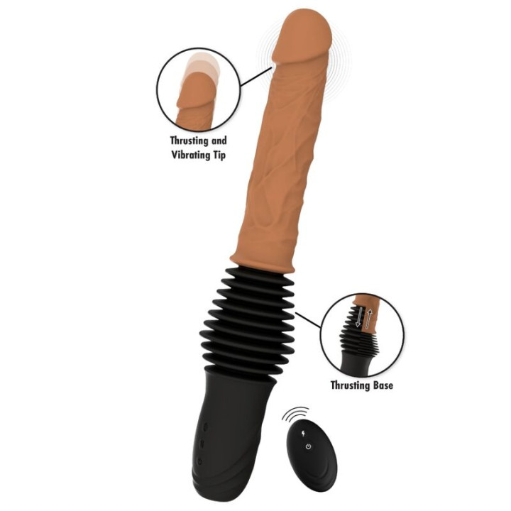 Hidden Desire - Inferno Vibrador Realista Con Doble Empuje y Control Remoto 40,5 cm Color Piel