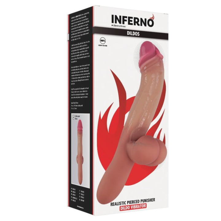 Hidden Desire - Pierced Punisher Dildo Realista Vibrador de Silicona Líquida Con 2 Motores 26 cm ø 5 cm Color Piel