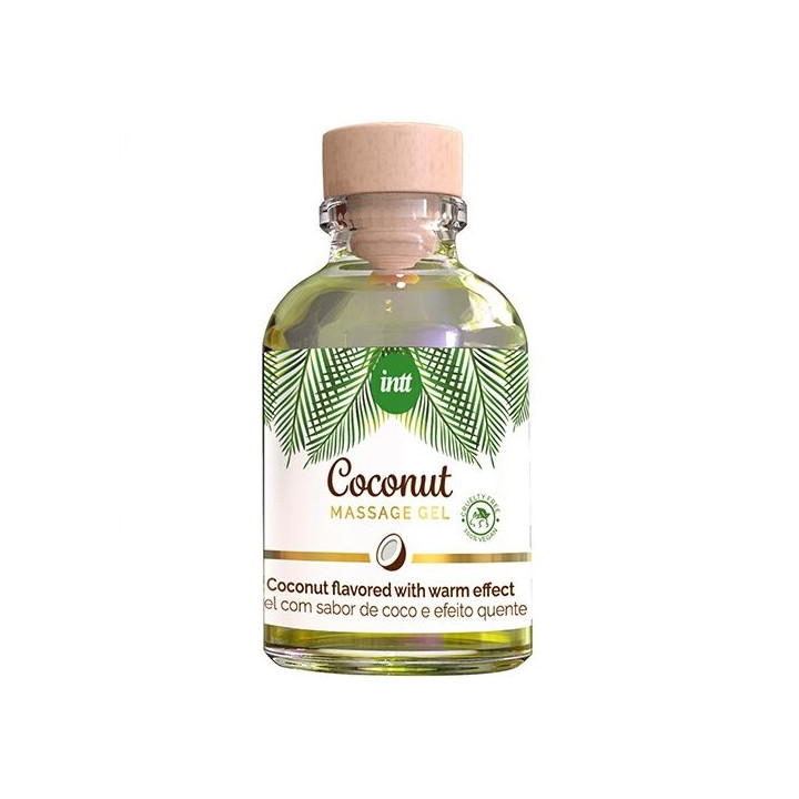 Intt - Gel de Massage Végan au Saveur de Coco et Effet Chauffant