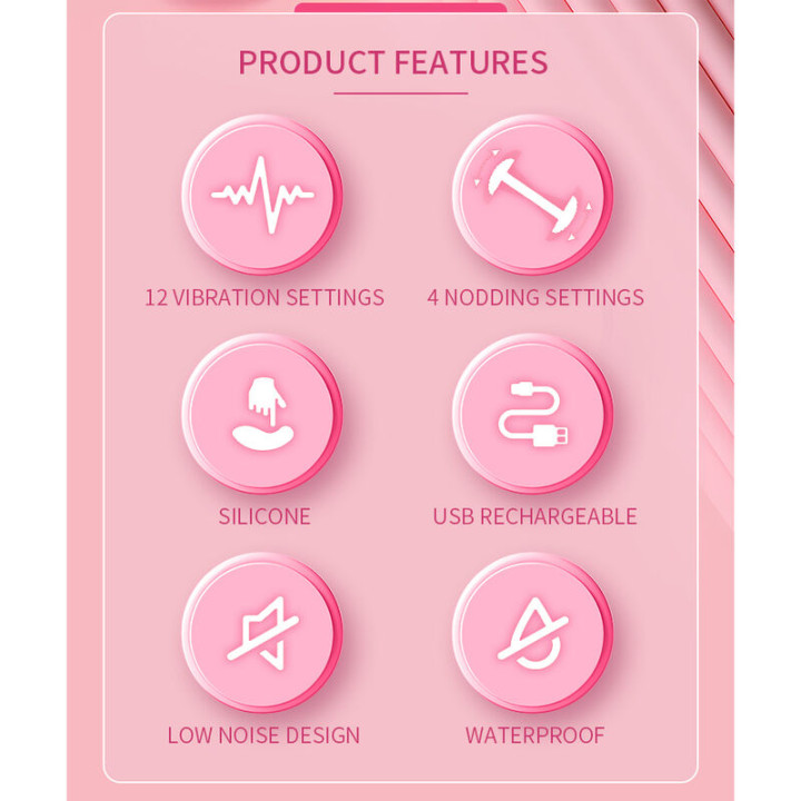 Pretty Love - Duden Vibrador de Silicona Recargable 12 Modos de Vibración y 3 Modos de Balanceo Rosa