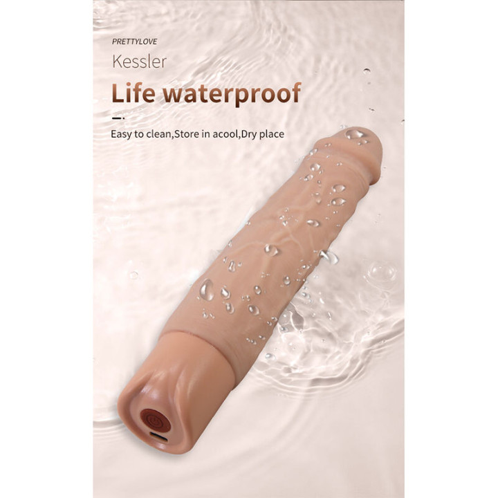 Pretty Love - Kessler Dildo Vibrador Realista 10 Modos de Vibración y 10 de Empuje 22 cm Natural