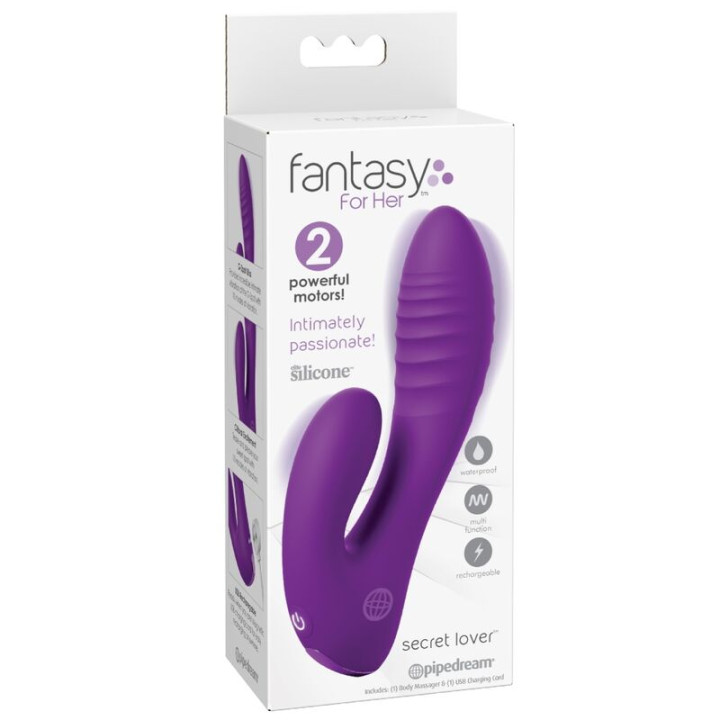 Fantasy For Her - Secret Lover Vibrador Doble Punto g y Clítoris Recargable Morado
